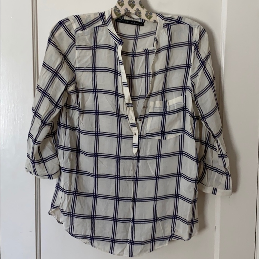 Zara Window Pane Blouse